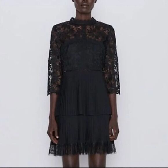 ZARA TIERED LACE DRESS‎ - Picture 1 of 3